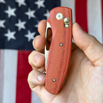 TRM BULLDOG Rev B 2.95" River-LOK – Autumn Orange Micarta 3D Lizard Skin, MagnaCut – Made in USA