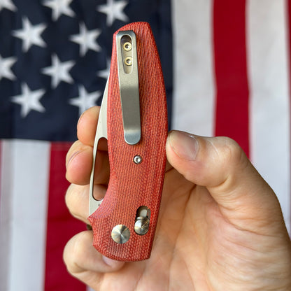 TRM BULLDOG Rev B 2.95" River-LOK – Autumn Orange Micarta 3D Lizard Skin, MagnaCut – Made in USA