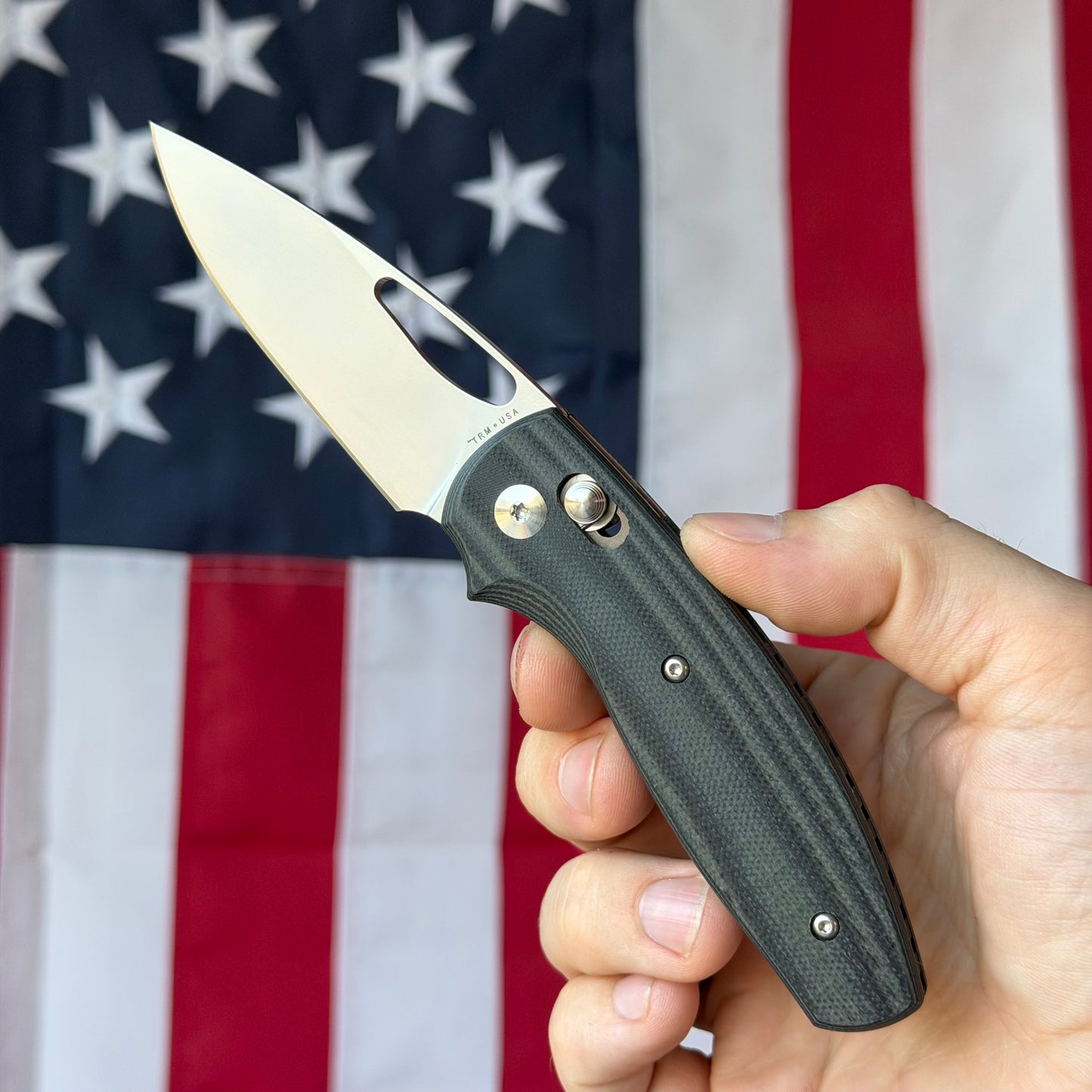 TRM BULLDOG Rev B 2.95" River-LOK – OD Green & Black G10 3D Lizard Skin, MagnaCut – Made in USA