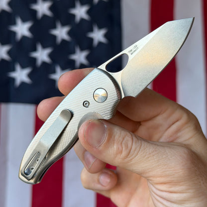 TRM HOLIER NERD 2.2" Linerlock – 3D Contoured Titanium, MagnaCut Tumbled – Made in USA