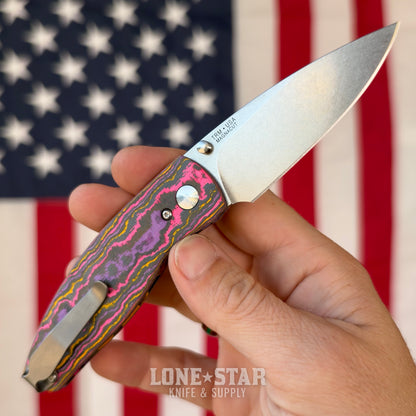 TRM NEUTRON 2 Liner Lock 3" MagnaCut, Pop Camo Carbon 3D Contoured Smooth, Titanium Liners, Made in USA (DLR-N2-CC-3D-POP)