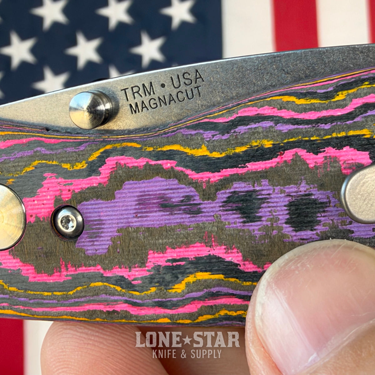 TRM NEUTRON 2 Liner Lock 3" MagnaCut, Pop Camo Carbon 3D Contoured Smooth, Titanium Liners, Made in USA (DLR-N2-CC-3D-POP)