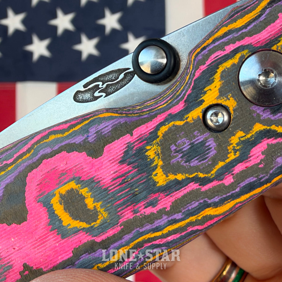 TRM NEUTRON 2 Liner Lock 3" MagnaCut, Pop Camo Carbon 3D Contoured Smooth, Titanium Liners, Made in USA (DLR-N2-CC-3D-POP)