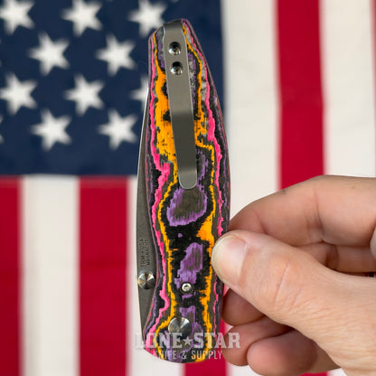 TRM ATOM Liner Lock 3.5" MagnaCut, Pop Camo Carbon 3D Contoured Smooth, Titanium Liners, Made in USA (DLR-ATM-CC-3D-POP)