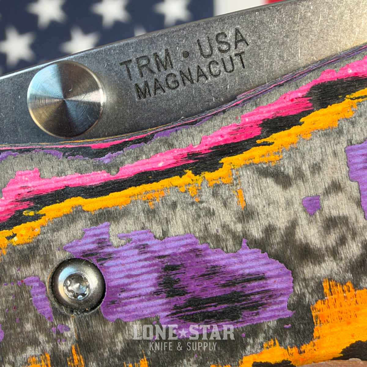 TRM ATOM Liner Lock 3.5" MagnaCut, Pop Camo Carbon 3D Contoured Smooth, Titanium Liners, Made in USA (DLR-ATM-CC-3D-POP)
