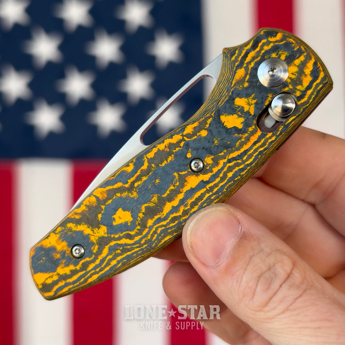 TRM BULLDOG Rev B 2.95" River-LOK, Neon Orange Camo Carbon 3D Contoured Smooth, MagnaCut, Made in USA (DLR-BD-REVB-CCNEONOR)