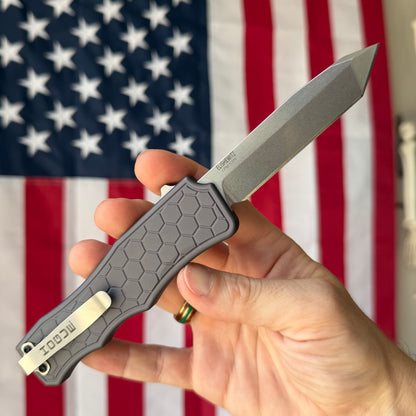 The Back Door: Lightly Carried – Hogue Exploit OTF 34042 3.5" Double-Action – Gray Hexagon Aluminum, S30V Stonewash Tanto – Made in USA