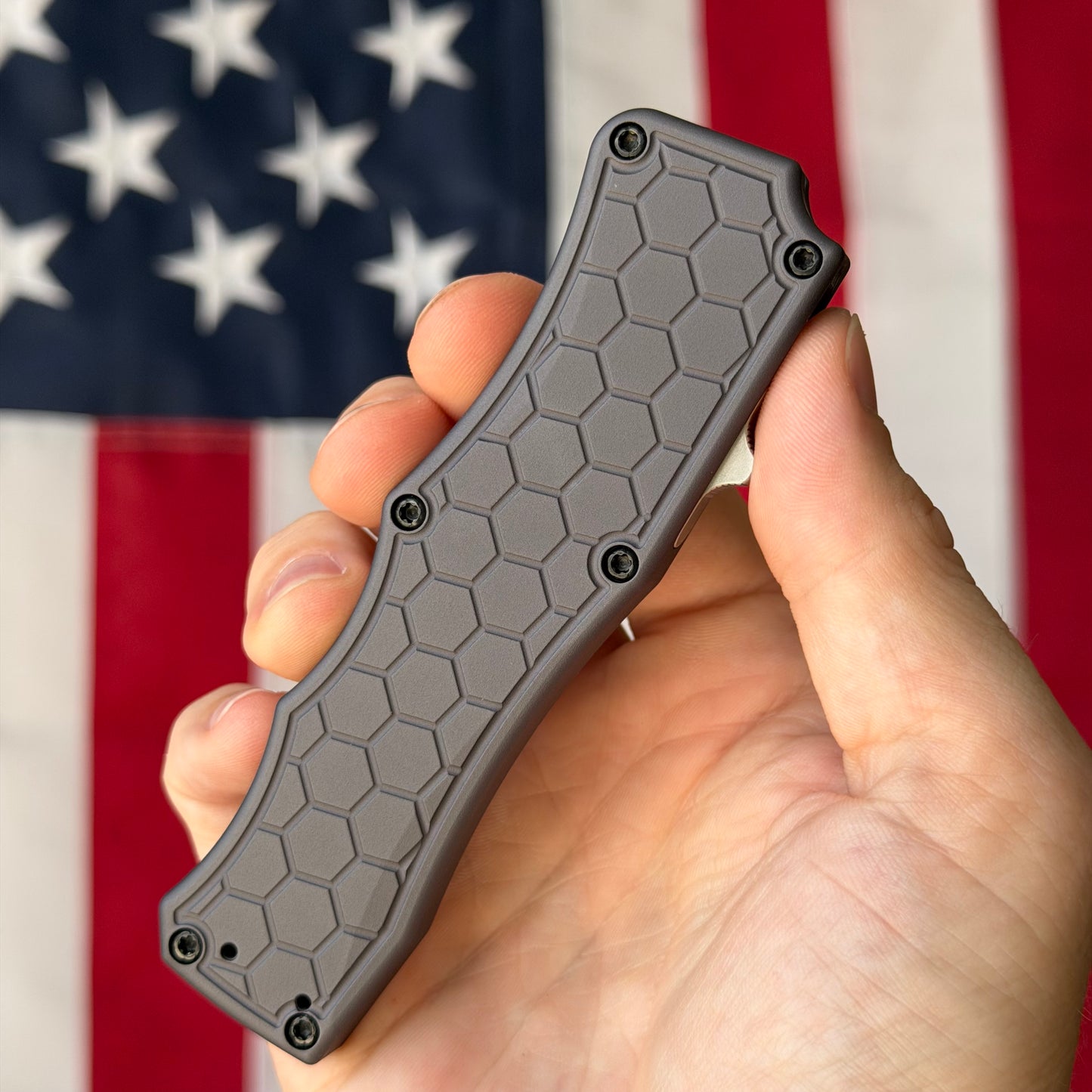 The Back Door: Lightly Carried – Hogue Exploit OTF 34042 3.5" Double-Action – Gray Hexagon Aluminum, S30V Stonewash Tanto – Made in USA