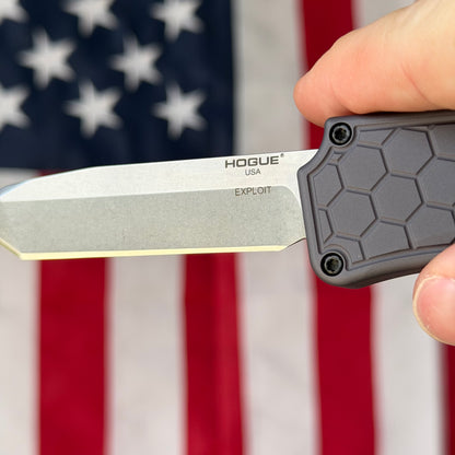 The Back Door: Lightly Carried – Hogue Exploit OTF 34042 3.5" Double-Action – Gray Hexagon Aluminum, S30V Stonewash Tanto – Made in USA