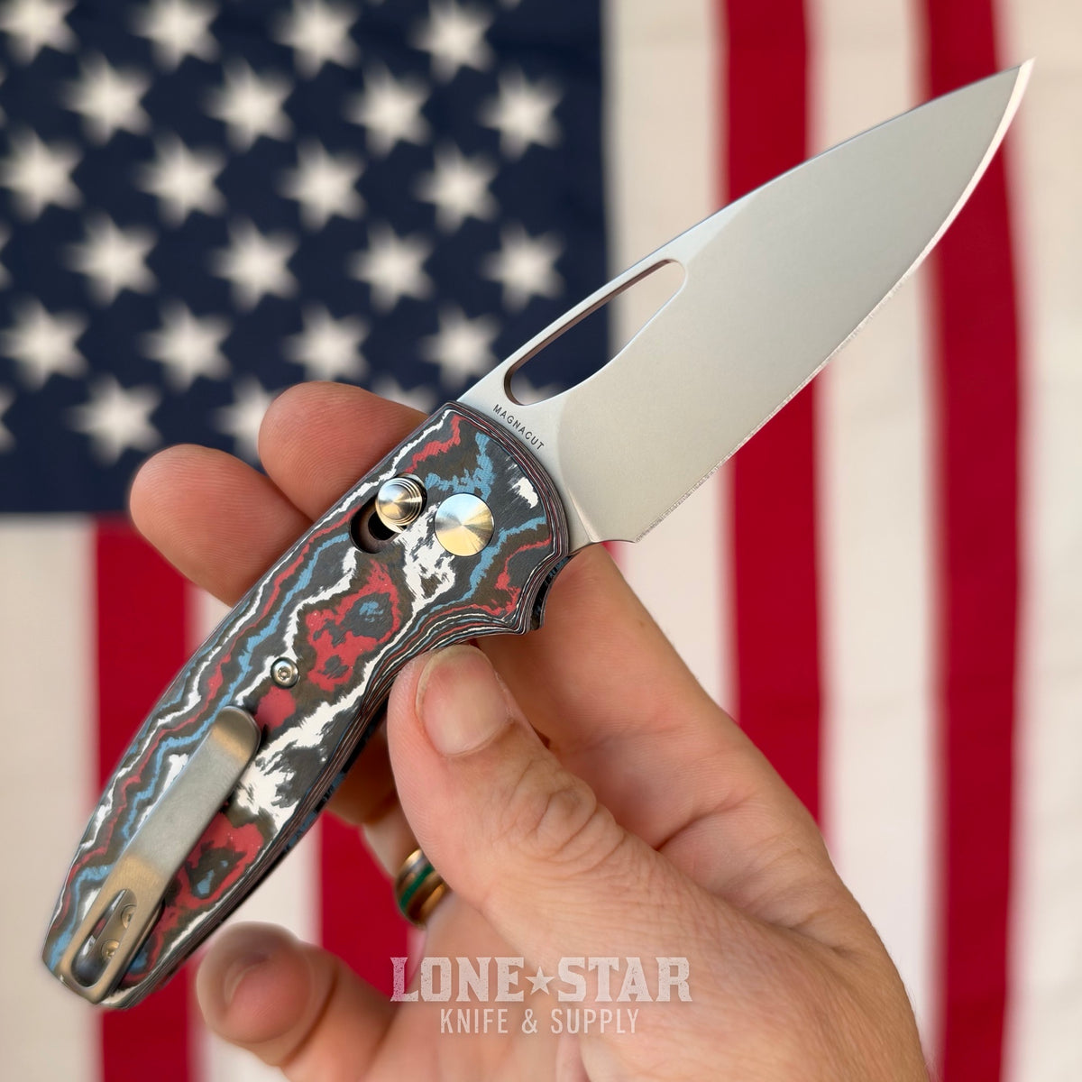 TRM BULLDOG Rev B 2.95" River-LOK, Star Spangled Camo Carbon 3D Contoured Smooth, MagnaCut, Made in USA (DLR-BD-REVB-CCSTARSP)