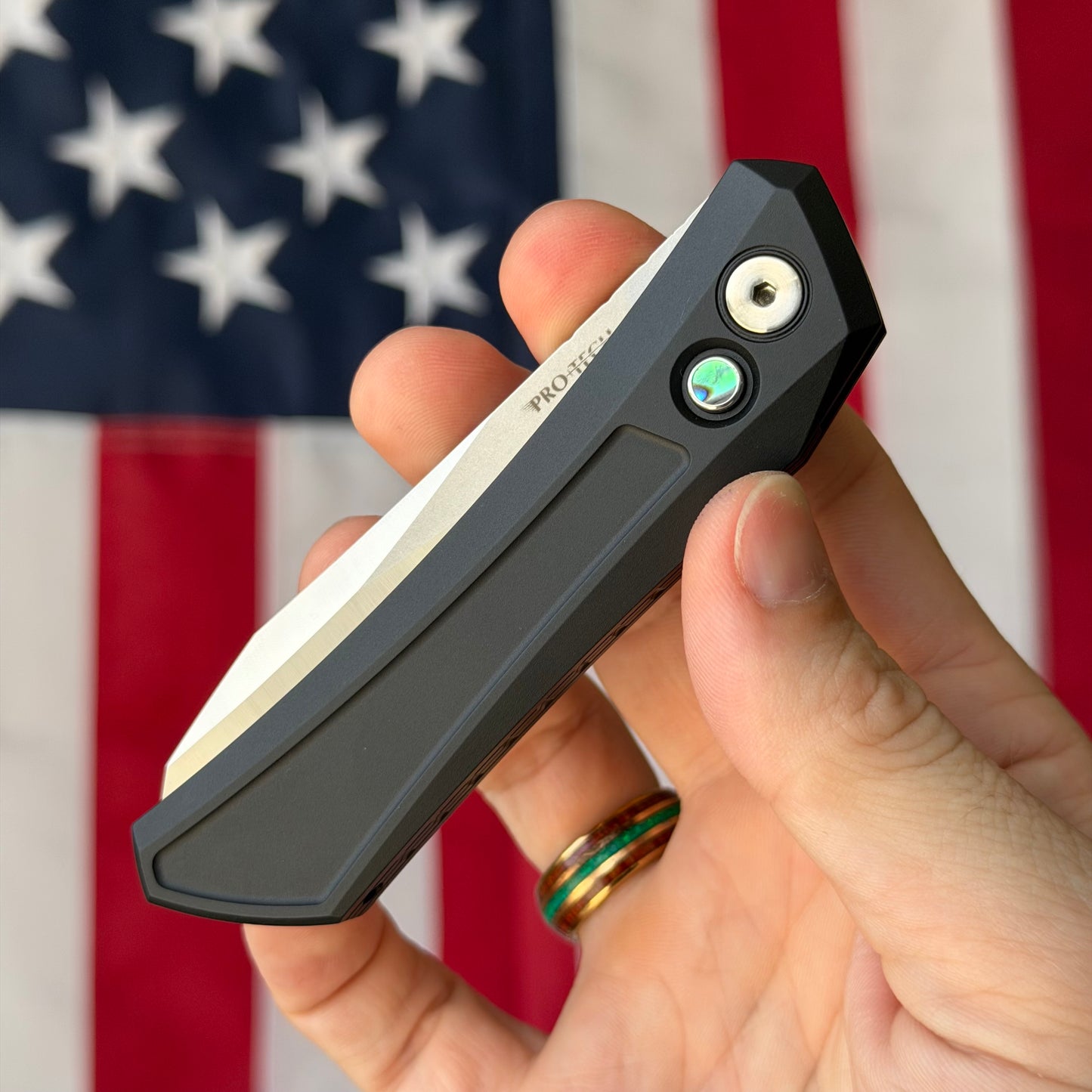 The Back Door: Like New In Box – Pro-Tech Oligarch 51/100, MagnaCut Marine Satin, Abalone Button – Limited – Made in USA