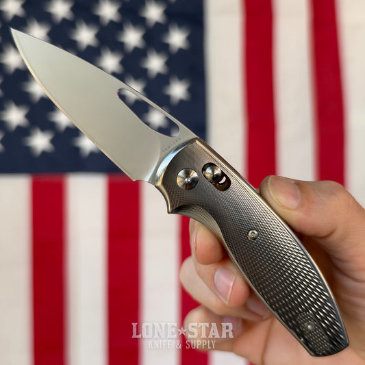TRM BULLDOG Rev. B Knife – MagnaCut Blade, 3D Contoured Titanium Lizard Skin Scales, River-Lok – Made in USA