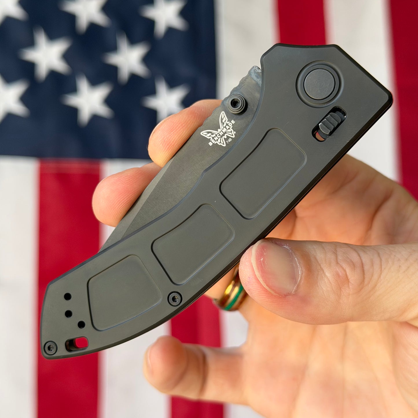 The Back Door: Used – Benchmade Narrows 748BK-01 3.43" AXIS Lock – Black DLC Titanium, M390 DLC, No Box – Made in USA