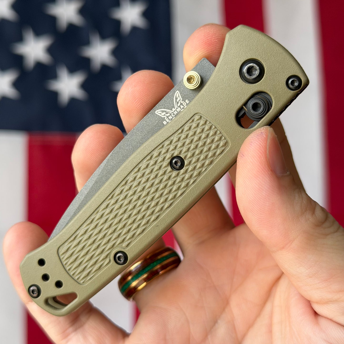 The Back Door: Like New – Benchmade Bugout 535GRY-1 3.24" AXIS Lock – Ranger Green, S30V Smoked Gray – Made in USA