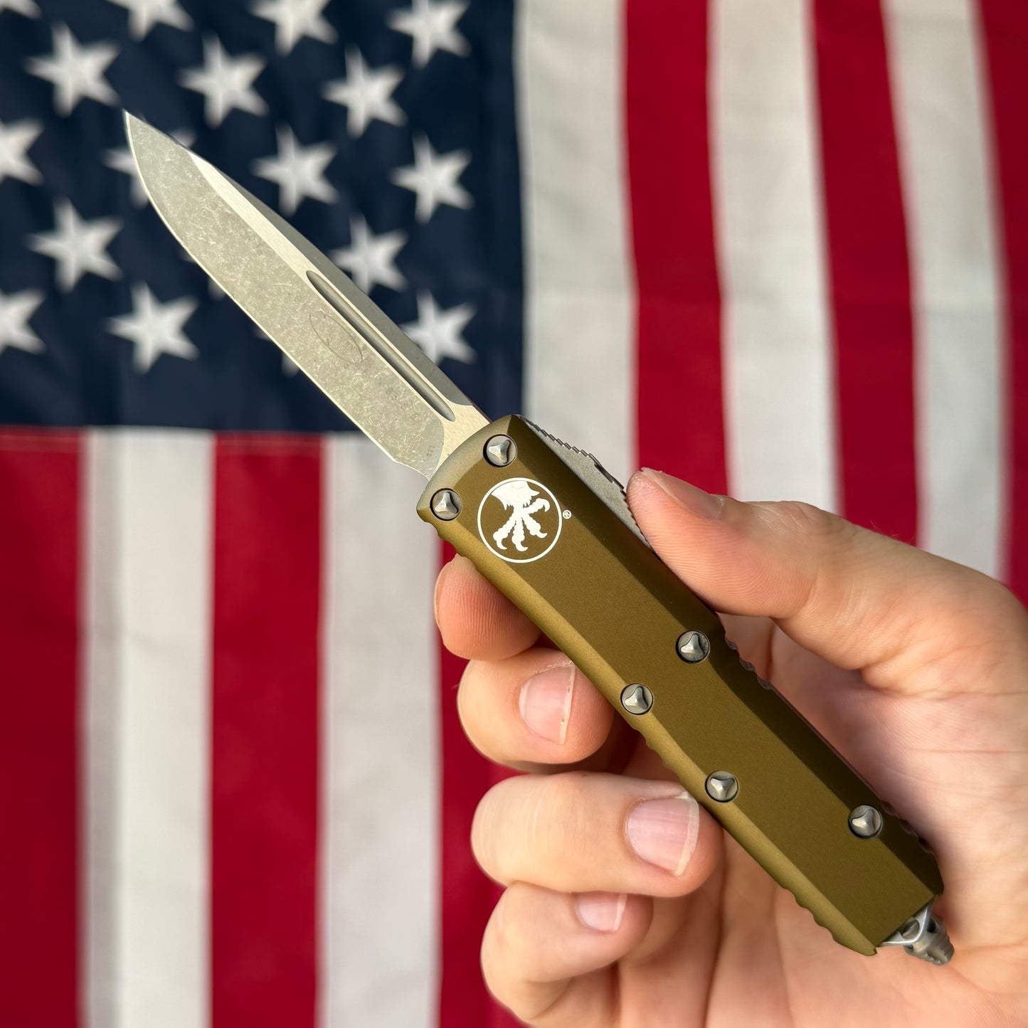 The Back Door: Used – Microtech UTX-85 S/E 3" OTF (Previous Generation) – OD Green, M390 Apocalyptic, Discontinued – Made in USA