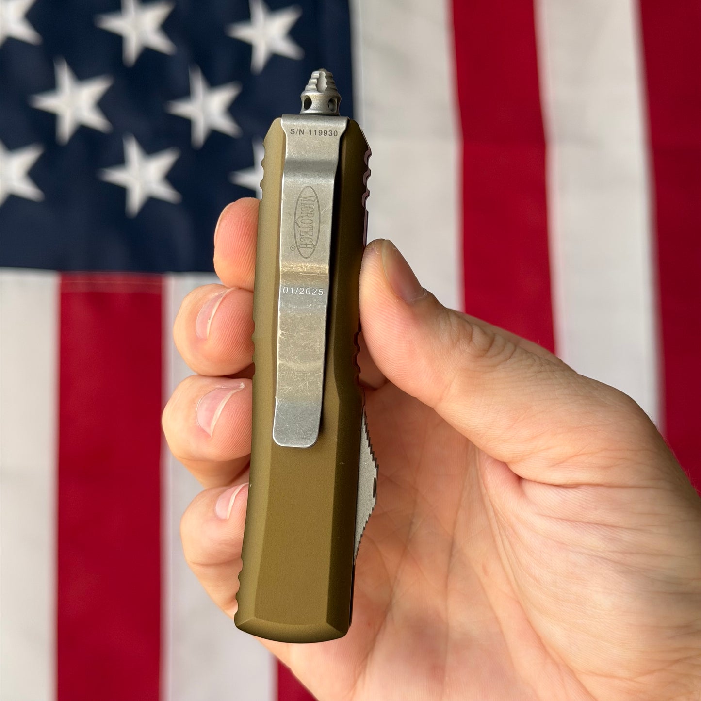 The Back Door: Used – Microtech UTX-85 S/E 3" OTF (Previous Generation) – OD Green, M390 Apocalyptic, Discontinued – Made in USA