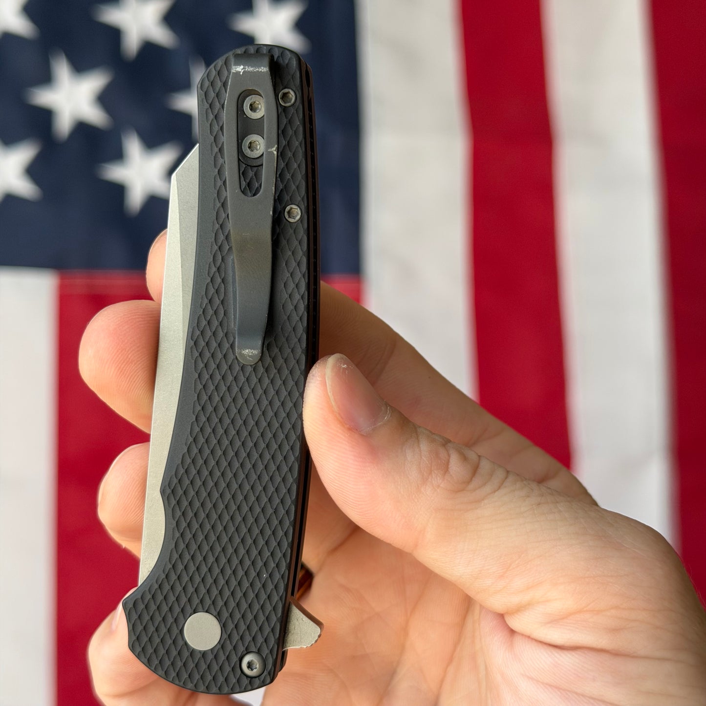 The Back Door: Used – Pro-Tech Malibu 5405 3.25" Button Lock Flipper – Black Aluminum, MagnaCut Stonewash Reverse Tanto – Made in USA