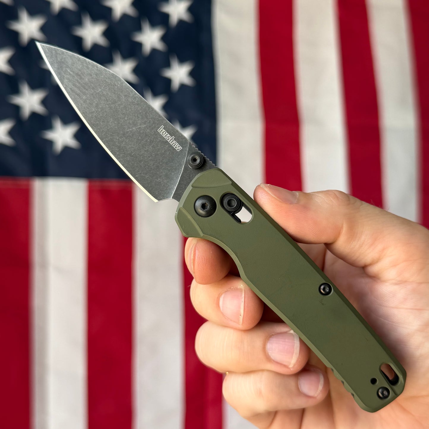 The Back Door: Used – Kershaw Bel Air 6105OLBW 3.1" DuraLock – OD Green, MagnaCut BlackWash, No Box – Made in USA