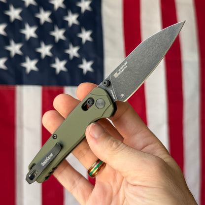 The Back Door: Used – Kershaw Bel Air 6105OLBW 3.1" DuraLock – OD Green, MagnaCut BlackWash, No Box – Made in USA