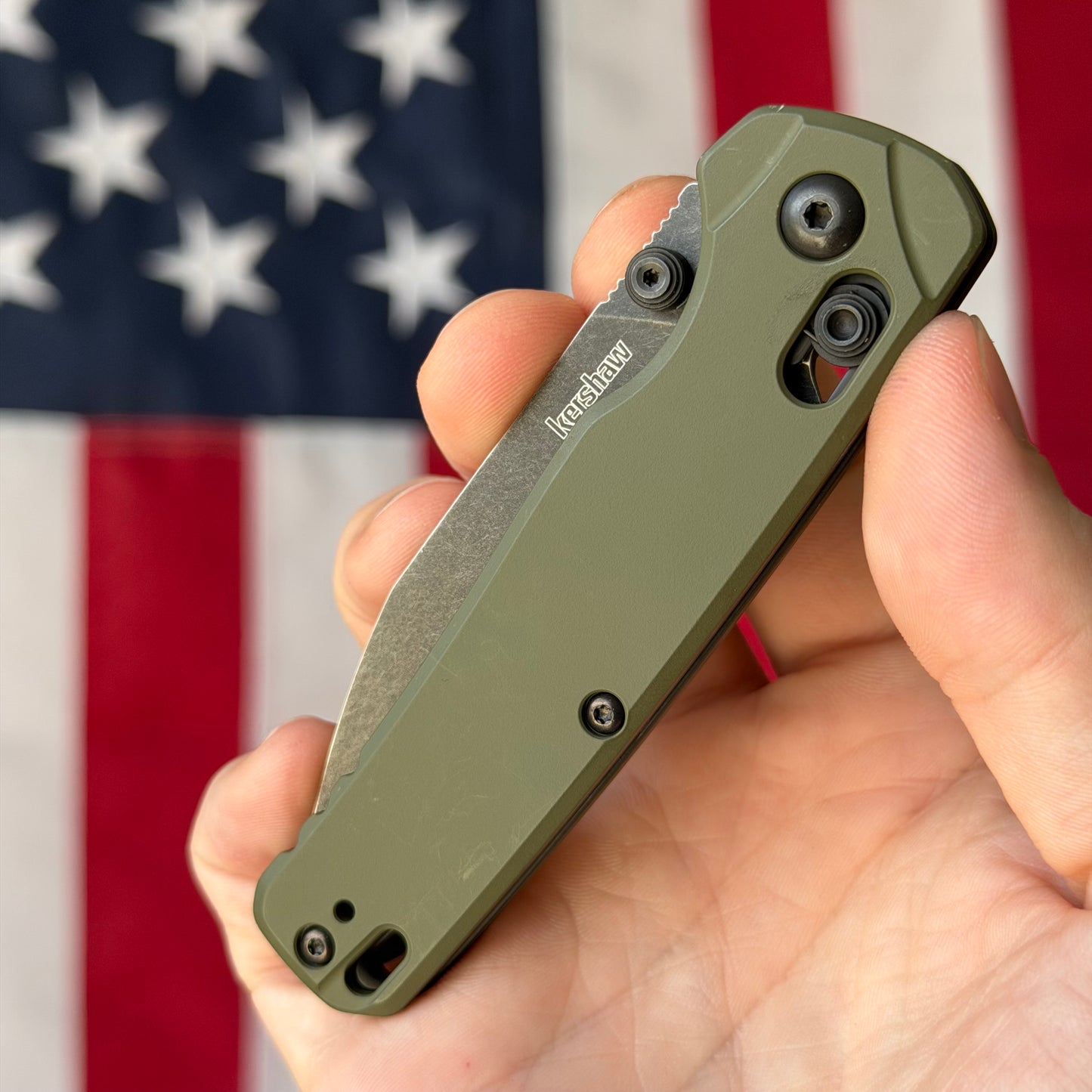 The Back Door: Used – Kershaw Bel Air 6105OLBW 3.1" DuraLock – OD Green, MagnaCut BlackWash, No Box – Made in USA