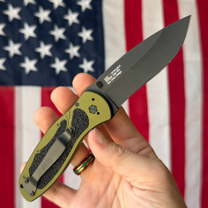 The Back Door: Used – Kershaw Blur 1670OLBLK 3.4" SpeedSafe – Olive Aluminum, 14C28N DLC, No Box – Made in USA