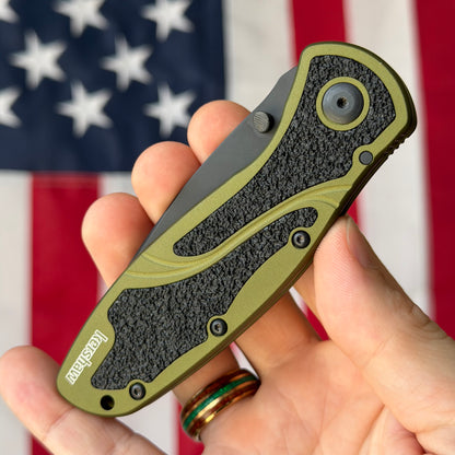 The Back Door: Used – Kershaw Blur 1670OLBLK 3.4" SpeedSafe – Olive Aluminum, 14C28N DLC, No Box – Made in USA