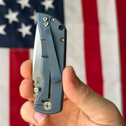The Back Door: McNees PM MAC 2 GEN 2, 3″ Blade, Blue Anodized Titanium, MagnaCut Hollow Grind, Made in USA (2441) (Return)
