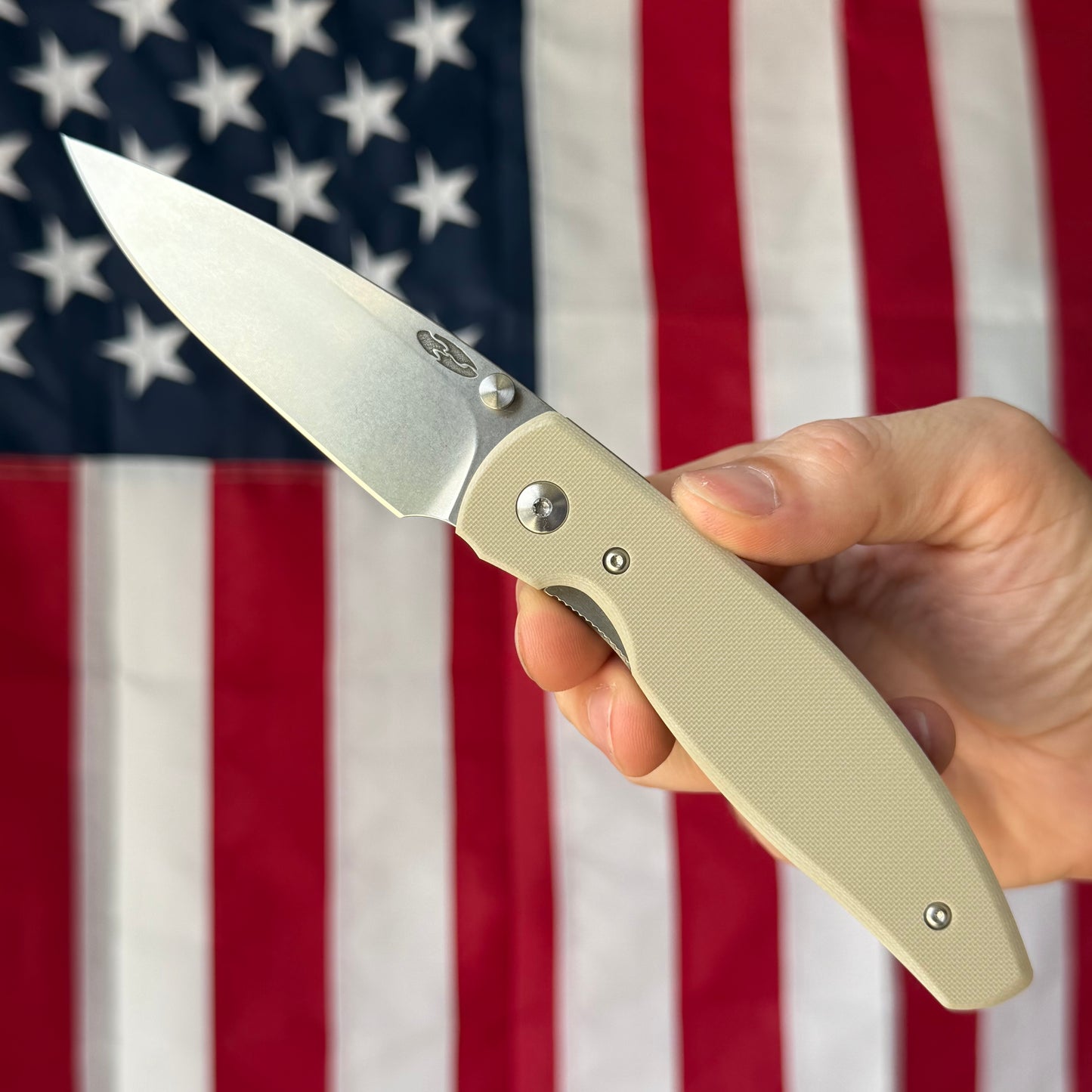 The Back Door: TRM Knives ATOM Linerlock Knife - Desert Tan G10 Flat Textured Scales, MagnaCut Blade - Made in USA (DLR-ATM-G10-FLT-DTN) (Demo)