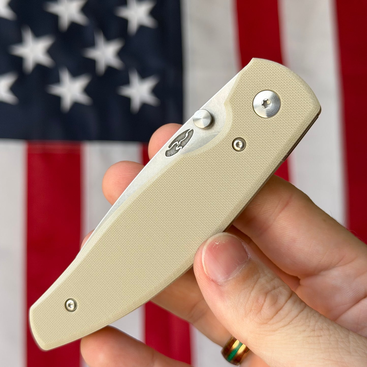 The Back Door: TRM Knives ATOM Linerlock Knife - Desert Tan G10 Flat Textured Scales, MagnaCut Blade - Made in USA (DLR-ATM-G10-FLT-DTN) (Demo)