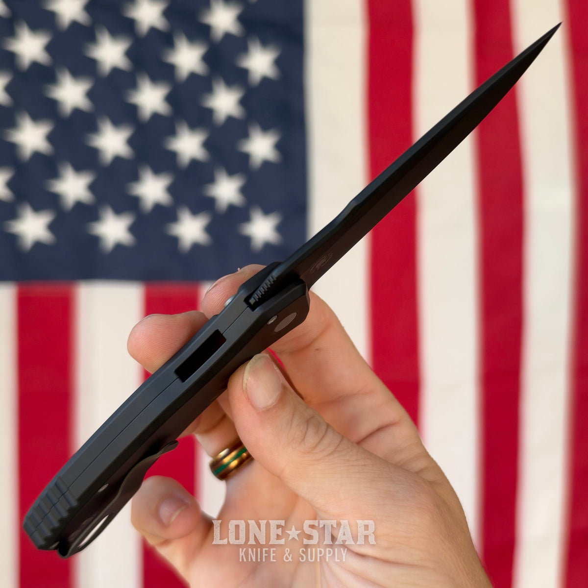Pro-Tech Pallas Auto, Spartan Blades Collaboration, 3.7" DLC Black MagnaCut, Solid Black Aluminum - Made in USA (SB1103)