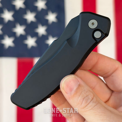 Pro-Tech Pallas Auto, Spartan Blades Collaboration, 3.7" DLC Black MagnaCut, Solid Black Aluminum - Made in USA (SB1103)