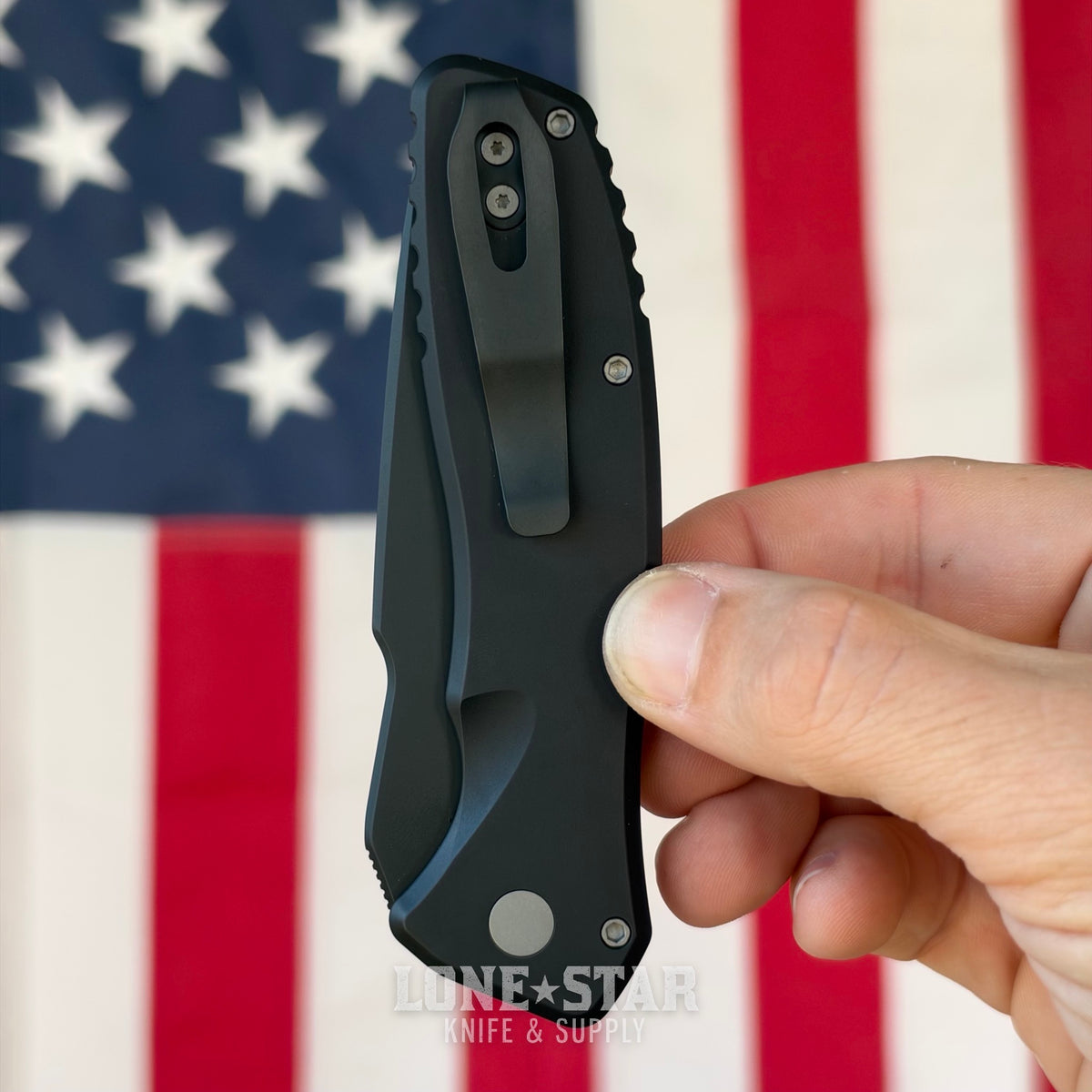 Pro-Tech Pallas Auto, Spartan Blades Collaboration, 3.7" DLC Black MagnaCut, Solid Black Aluminum - Made in USA (SB1103)