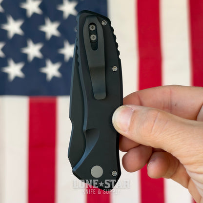 Pro-Tech Pallas Auto, Spartan Blades Collaboration, 3.7" DLC Black MagnaCut, Solid Black Aluminum - Made in USA (SB1103)