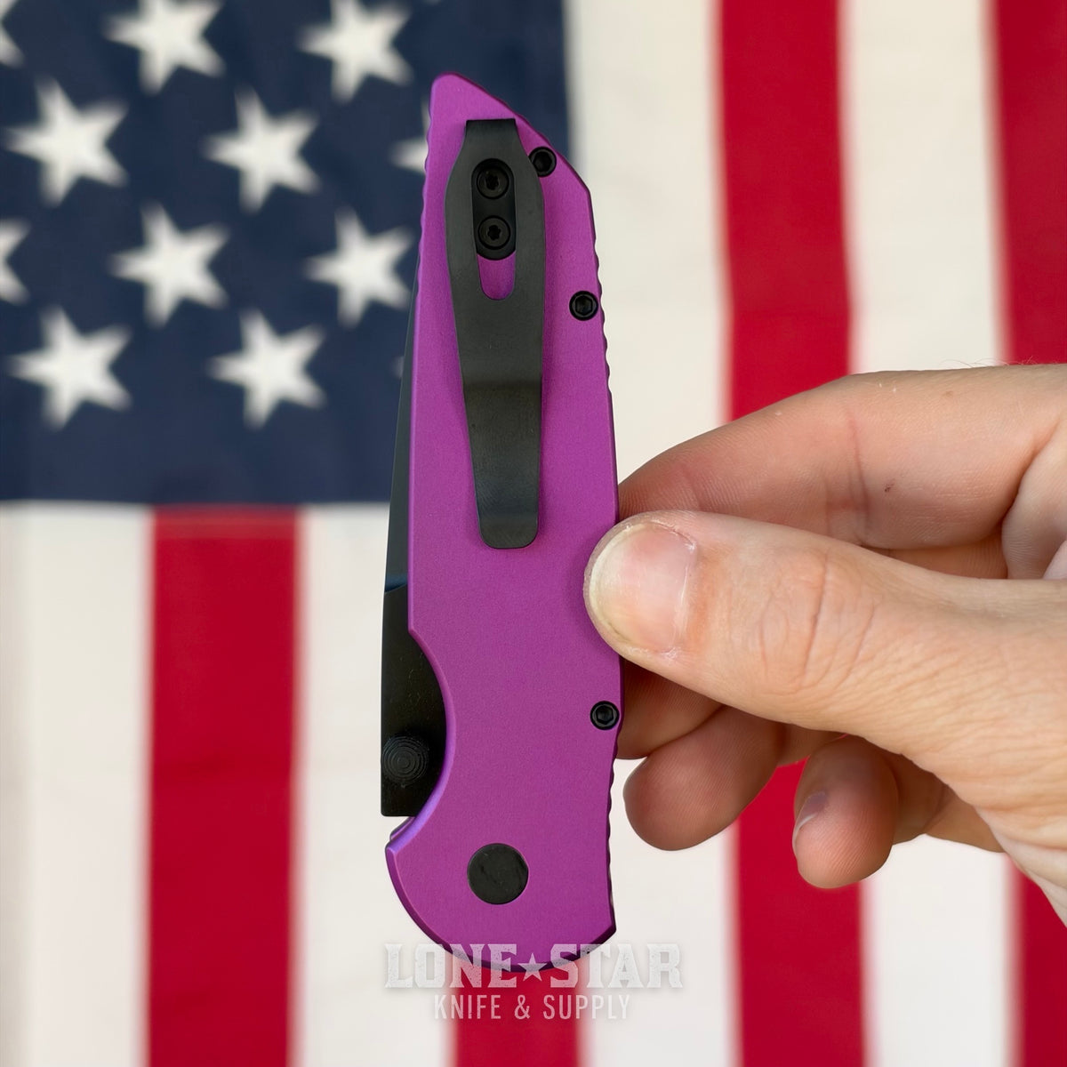 Pro-Tech TR-3 Integrity Thumbstud Manual, 3.5" DLC Black MagnaCut, Solid Purple Aluminum, Black Lip Pearl Button - Made in USA (INT1103-LTD Purple)