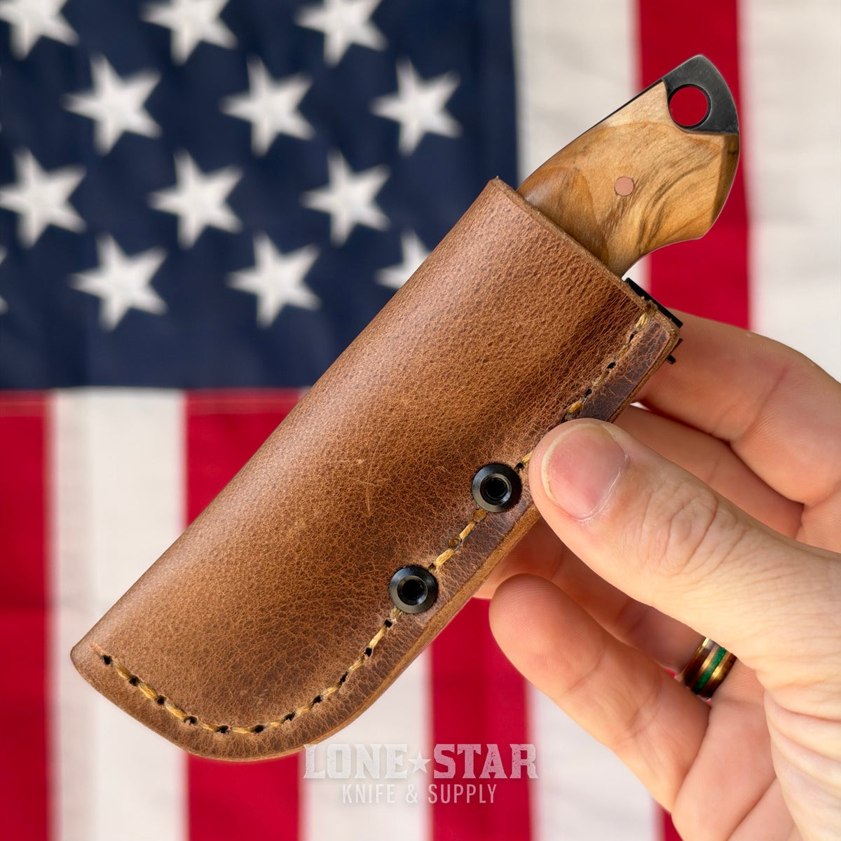 907Knives ADAK, 2.3" 14C28N Fixed Blade, Birch Burl with Black G10 Liner, Buffalo Leather Sheath with UltiClip - Made in USA (ADAK-BIRCHBURL-LEATHER)