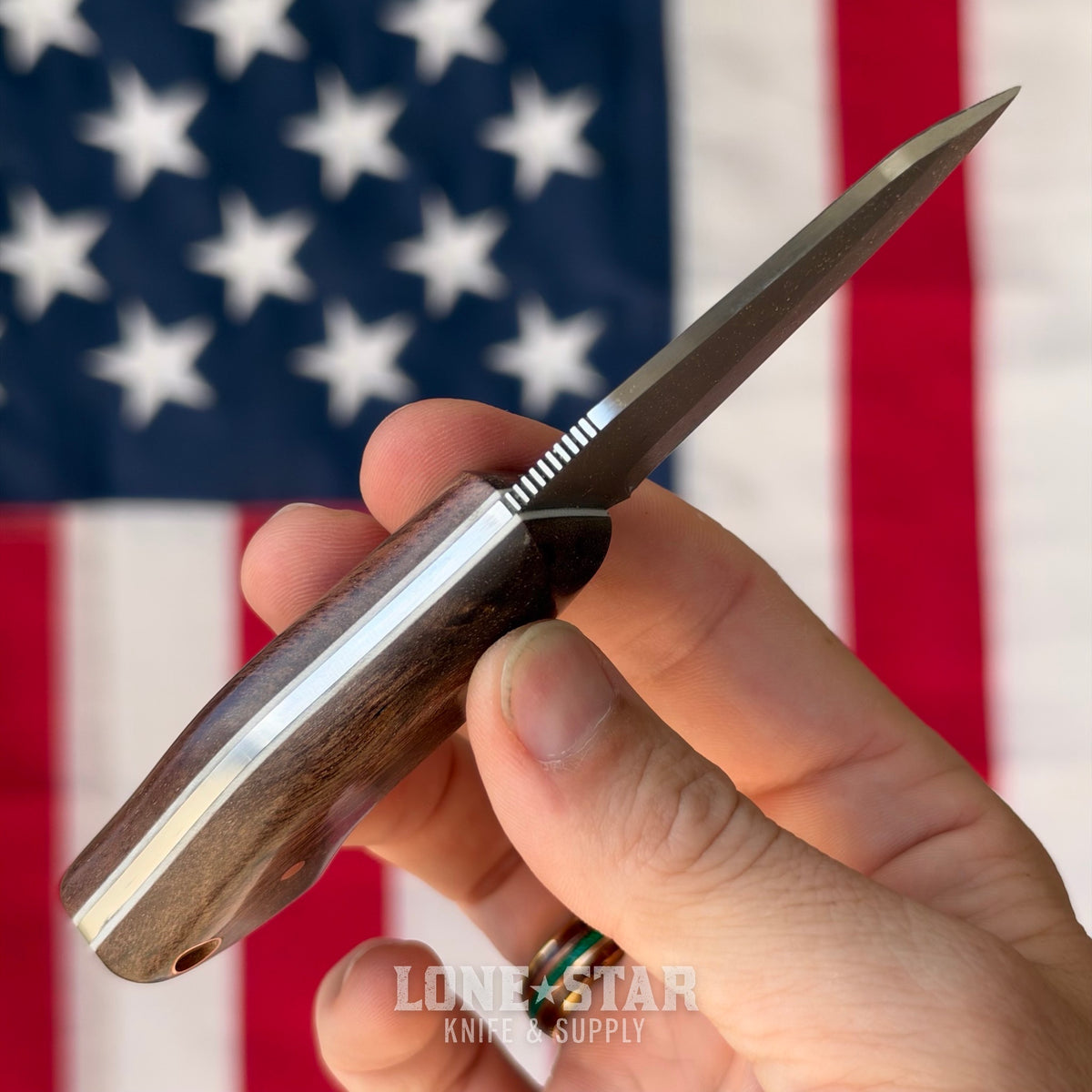 907Knives ADAK, 2.3" 14C28N Fixed Blade, Koa with White G10 Liner, Buffalo Leather Sheath with UltiClip - Made in USA (ADAK-KOA-LEATHER)