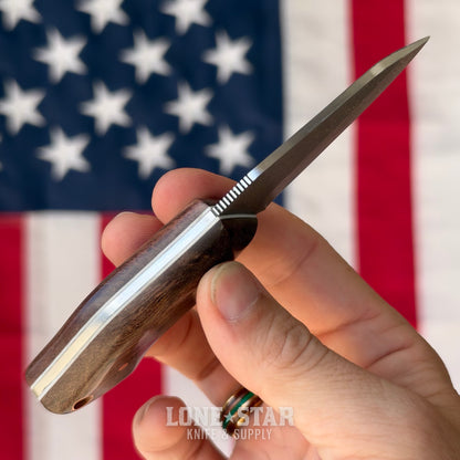 907Knives ADAK, 2.3" 14C28N Fixed Blade, Koa with White G10 Liner, Buffalo Leather Sheath with UltiClip - Made in USA (ADAK-KOA-LEATHER)