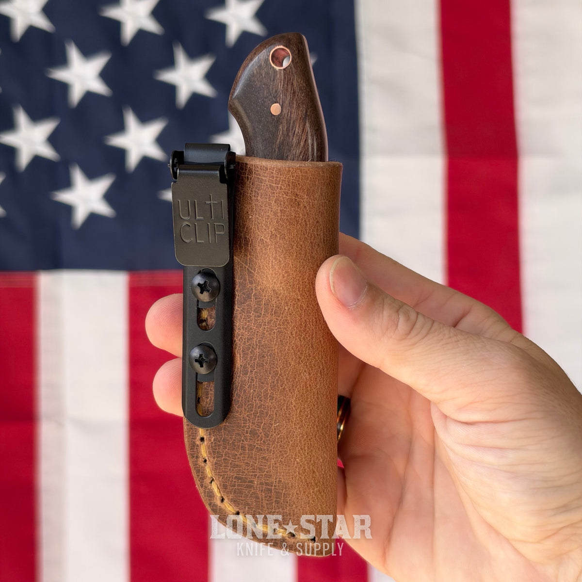 907Knives ADAK, 2.3" 14C28N Fixed Blade, Koa with White G10 Liner, Buffalo Leather Sheath with UltiClip - Made in USA (ADAK-KOA-LEATHER)