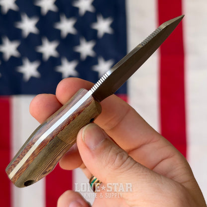 907Knives ADAK, 2.3" AEB-L Fixed Blade, Segmented Richlite with Micarta Liner, Buffalo Leather Sheath with UltiClip - Made in USA (ADAK-RICHLITE-SEG-LEATHER)