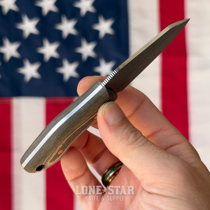 907Knives ADAK, 2.3" 14C28N Fixed Blade, Richlite with Copper Pins, Dark Green Topo Kydex - Made in USA (ADAK-RICHLITE-DKGREEN-COPPER)