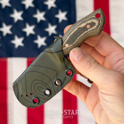 907Knives ADAK, 2.3" 14C28N Fixed Blade, Richlite with Copper Pins, Dark Green Topo Kydex - Made in USA (ADAK-RICHLITE-DKGREEN-COPPER)
