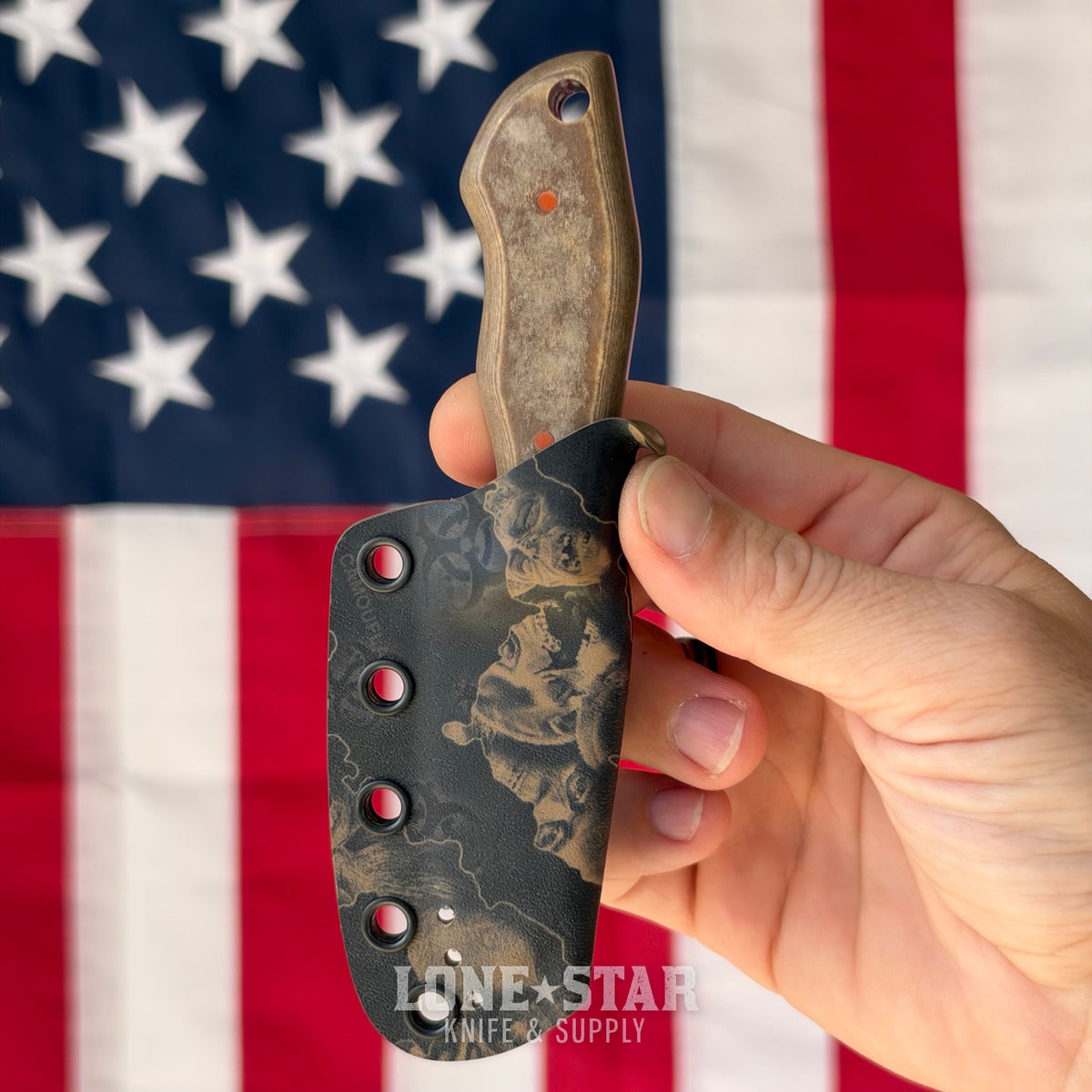 907Knives ADAK, 2.3" 14C28N Fixed Blade, Richlite, Horror Themed Kydex - Made in USA (ADAK-RICHLITE-HORROR)