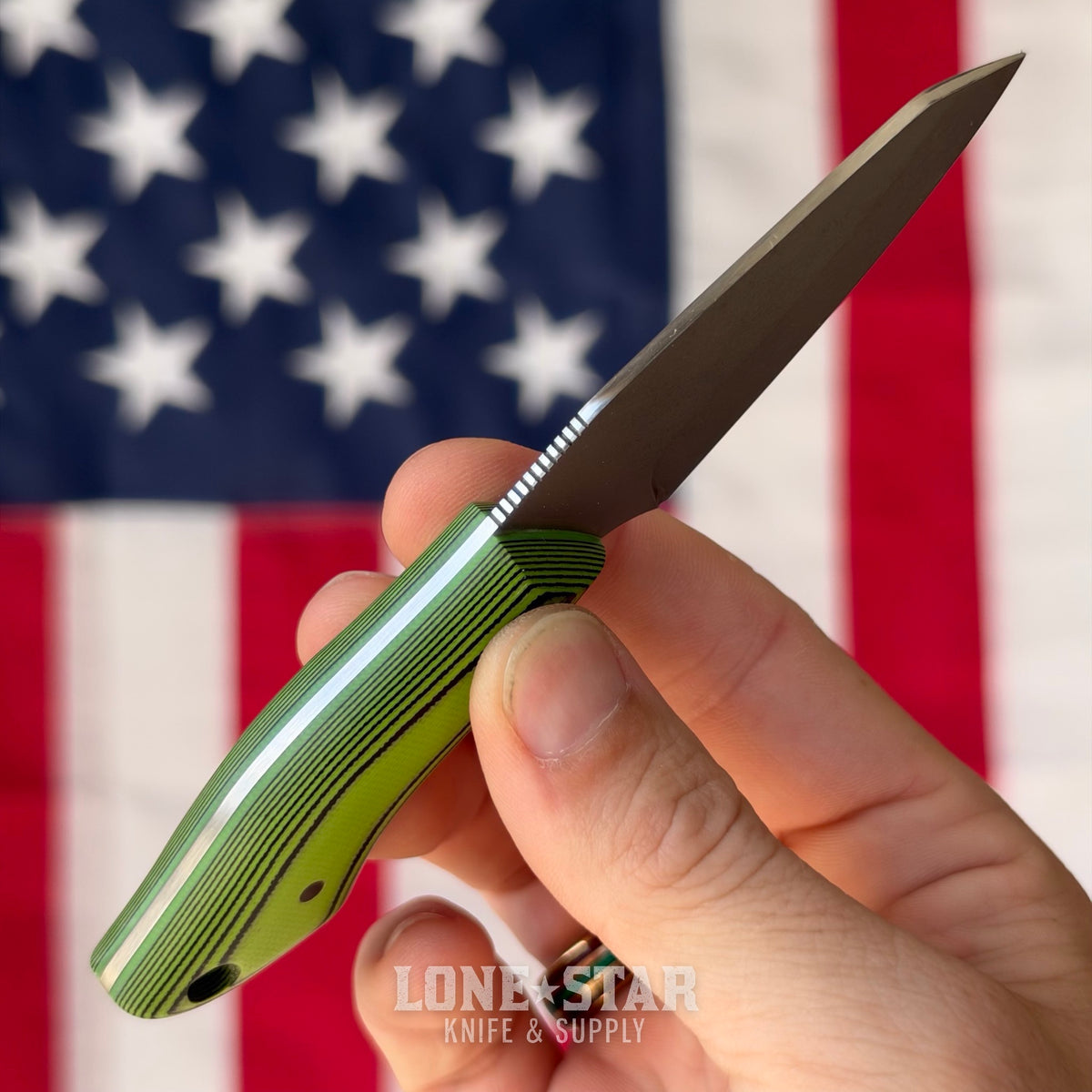 907Knives ADAK, 2.3" 14C28N Fixed Blade, Green G10, Black Topo Kydex - Made in USA (ADAK-G10-GREEN-TOPO)