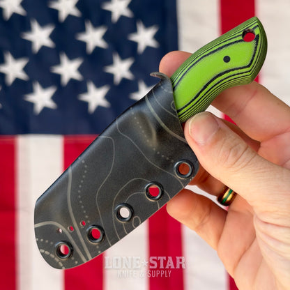 907Knives ADAK, 2.3" 14C28N Fixed Blade, Green G10, Black Topo Kydex - Made in USA (ADAK-G10-GREEN-TOPO)