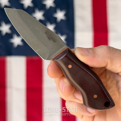 907Knives ADAK, 2.3" 14C28N Fixed Blade, Micarta with Micarta Liner, Carbon Fiber Style Kydex - Made in USA (ADAK-MICARTA-CF)