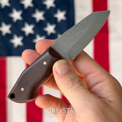 907Knives ADAK, 2.3" 14C28N Fixed Blade, Micarta with Micarta Liner, Carbon Fiber Style Kydex - Made in USA (ADAK-MICARTA-CF)