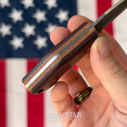 907Knives ADAK, 2.3" 14C28N Fixed Blade, Micarta with Micarta Liner, Carbon Fiber Style Kydex - Made in USA (ADAK-MICARTA-CF)