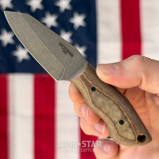 907Knives ADAK, 2.3" 14C28N Fixed Blade, Richlite, Dark Green Topo Kydex - Made in USA (ADAK-RICHLITE-DKGREEN-TOPO)