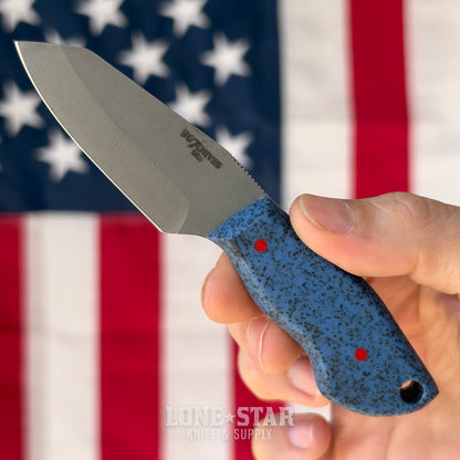 907Knives ADAK, 2.3" 14C28N Fixed Blade, GripX, Red Carbon Fiber Style Kydex - Made in USA (ADAK-GRIPX-RED-CF)