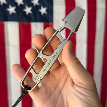 NGMCo. The Last Call AKA Barkeep's Liberation Tool - 5.5" Titanium Bottle Opener – Skeletonized 6Al4V, Offset Bridge, Custom Pocket Clip – Made in USA